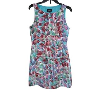 Adrianna Papell Multicolor Leaf Print Dress Size 10